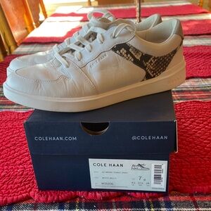 Cole Haan White Sneakers with Black Snake Print